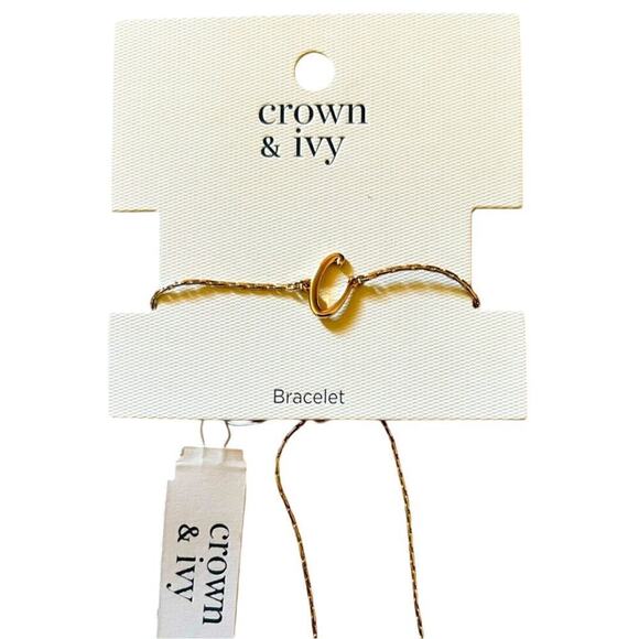 Crown & Ivy Gold Initial C Letter Bracelet Adjustable - Picture 1 of 2